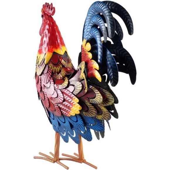 Rooster Statue Chicken Sculpture Garden Metal Yard Art for Yard Outdoor Decor - Picture 13 of 16